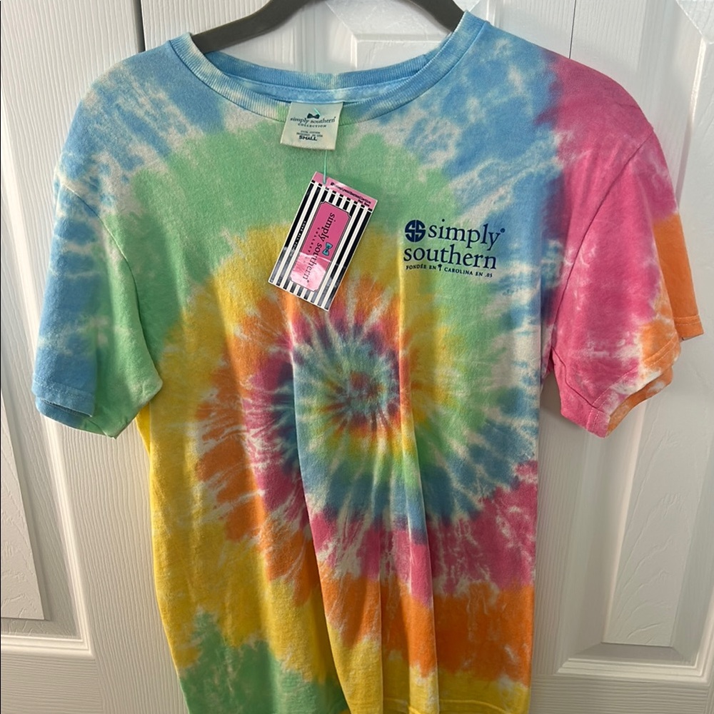 Simply Southern Pink and Blue Short Sleeve Tee